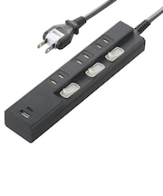 ビックアイデア　USB付き節電タップType-C付3個口1m2ポート ［1.0m / 3個口 / スイッチ付き(個別) / 2ポート］ BITUT312AC1K