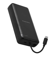 モバイルバッテリー リチウムイオン電池 20000mAh USB PD 20W USB-C USB-Cケーブル一体 ブラック DEC6420000BK