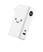 コンセント一体型 モバイルバッテリー 10000mAh PD対応 30W 2ポート(Type-C＋USB-A) PSE適合 ホワイト×ブラック DEAC1210000WF