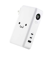 コンセント一体型 モバイルバッテリー 10000mAh PD対応 30W 3ポート(Type-C×2+USB-A) PSE適合 ホワイト×ブラック DEAC1310000WF