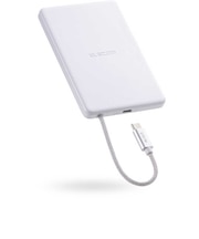 モバイルバッテリー 5000mAh ケーブル一体型 20W PD対応 半固体リチウムイオン電池 PSE適合 ホワイト DEC835000WH