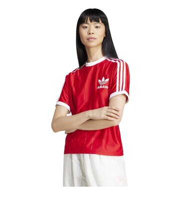 IX5504 W 3 STRIPE TEE(PINST) BETTERSCARLET 682429-0001