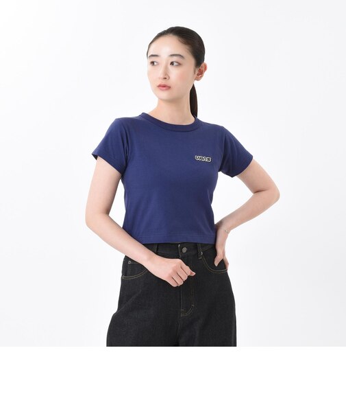 124K3010300　W cropped T-shirt　NAVY　682605-0003