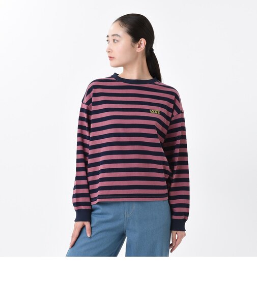 124K3021200　W border long sleeve T-shirt　PINK　682614-0001