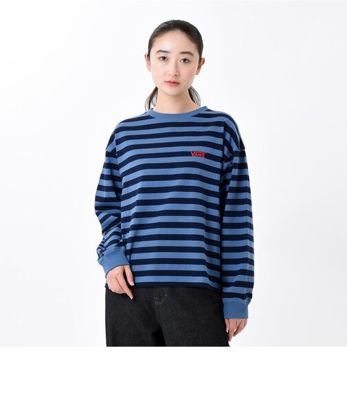 124K3021200 W border long sleeve T-shirt BLUE 682614-0002
