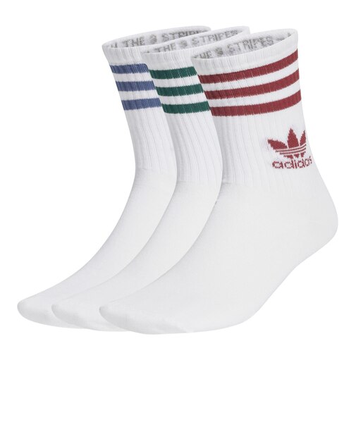 JI9471　U MID CUT CREW SOCKS　WHT/RUB/INK/GRN　689931-0001