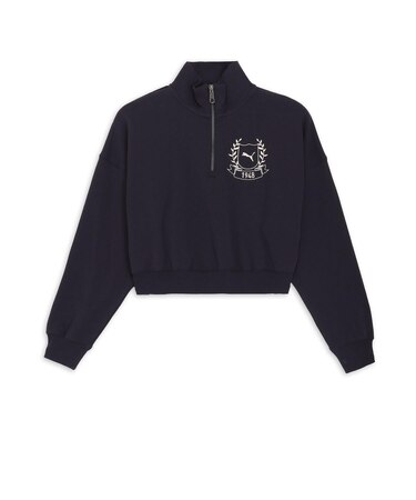 633592　W WORDROBE ESS+ HALF ZIP SWEAT　16NEW NAVY　695318-0001
