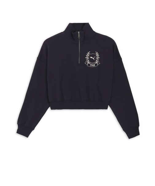 633592　W WORDROBE ESS+ HALF ZIP SWEAT　16NEW NAVY　695318-0001