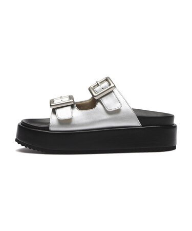 JE-2252　DOUBLE BELT PLATFORM SANDALS　SILVER　694469-0002