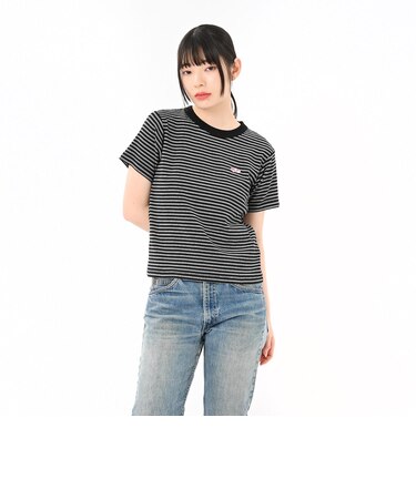 125R3010800 W Multi border Tee BLACK 695073-0001