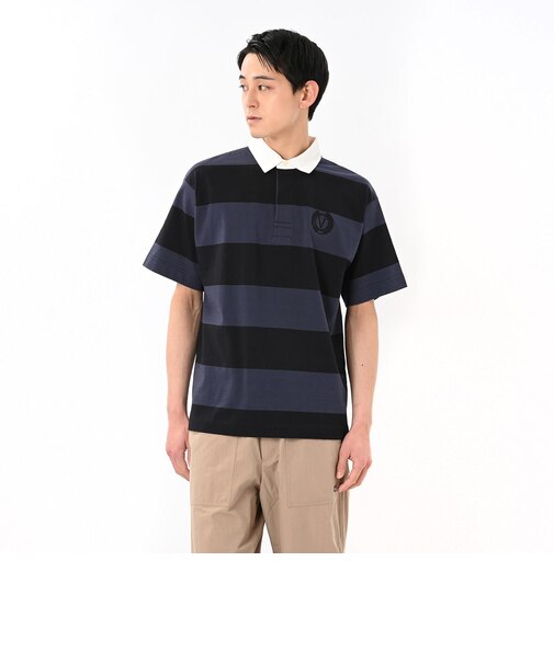 125R1110900　M S/S Rugby Shirt　GRY x BLK　695063-0001