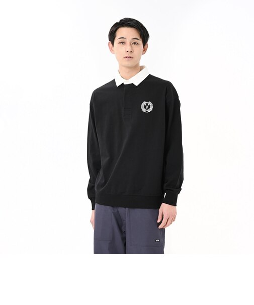125R1110800　M L/S Rugby Shirt　BLACK　695062-0001