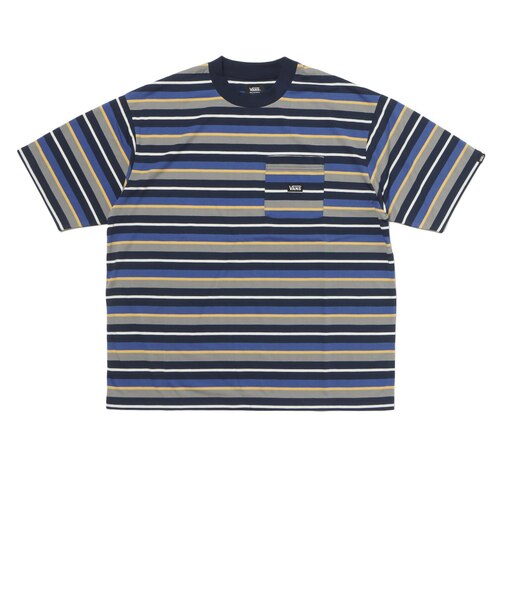 125R1012400　M CAVE Crew Neck Border TEE　NAVY　695056-0001