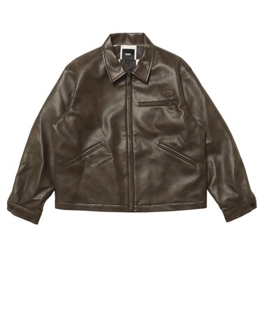 125K1084200 M Fake Leather Jacket BROWN 702003-0002
