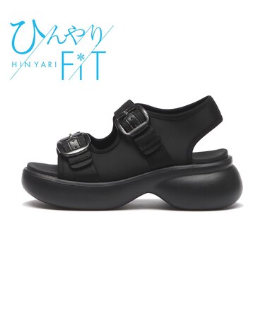 W2065　CL VL 2BUCKLE SANDAL 6　ALL BLACK　705061-0001