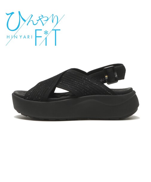 W2068　CL CROSS KNIT SANDAL 5　ALL BLACK　705121-0001
