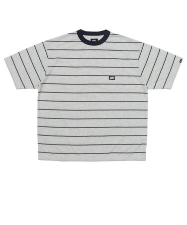126R1060201 CAVE Crew Neck Boarder S TEE H/GRAY 709264-0002