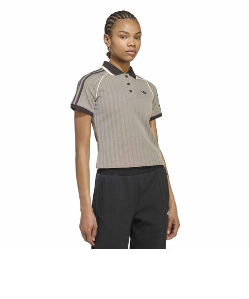 KX1871　W TWEED POLO SHIRT(GFX INJ)　LIGHTBROWN　715995-0001