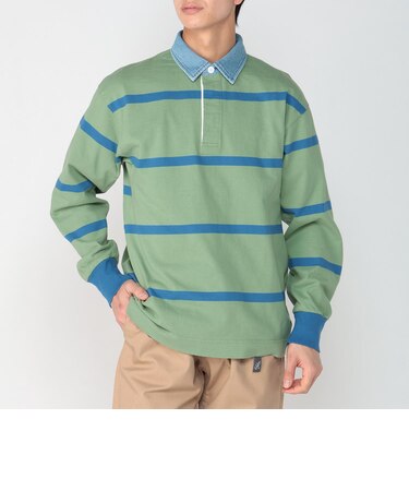 G6SM-J059　M LANGDON RUGBY SHIRT　OLIVE /BLUE　708744-0001