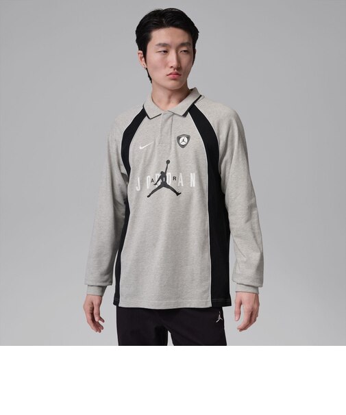 IF1915　M J FLT LS POLO JRSY　050GREY H/BLACK　707091-0002