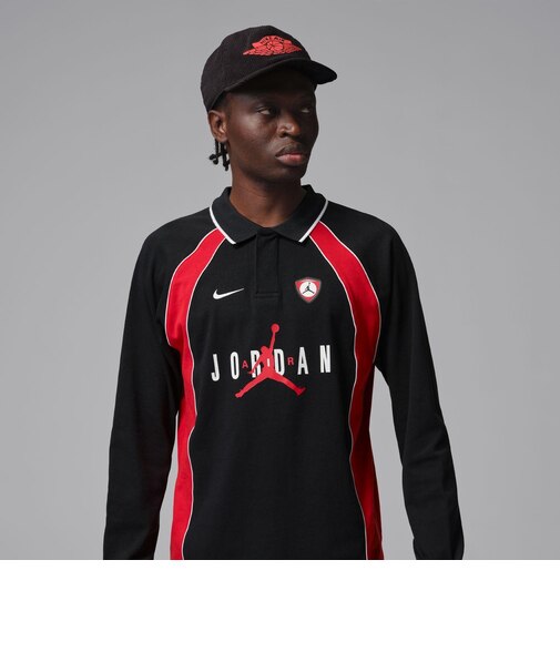 IF1915　M J FLT LS POLO JRSY　010BLACK/UNVRED　707091-0001