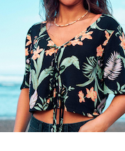 【ROXY ロキシー 公式通販】ロキシー（ROXY）Roxy PINK SUNSET ウィメンズ ショートスリーブトップス ボタニカル柄 フラワープリント 花柄