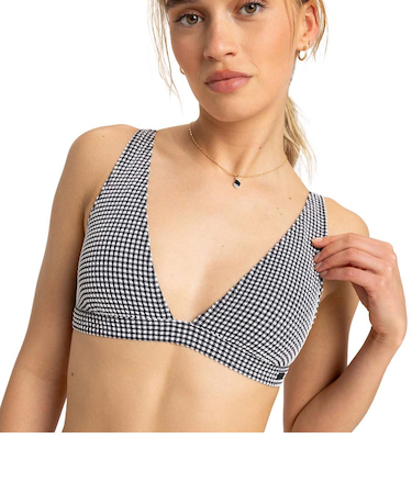 【オンラインストア・直営店限定】Roxy GINGHAM ELONGATED TRI ウィメンズ スイムウェア 水着 ビキニトップ ギンガムチェック柄_2025