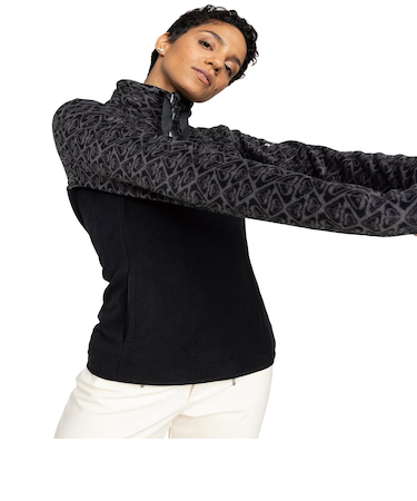ROXY ウィメンズ SAYNA HALF ZIP スノー ベースレイヤー ハーフジップトップス ロゴ入りプリント 【25-26SNOWモデル】