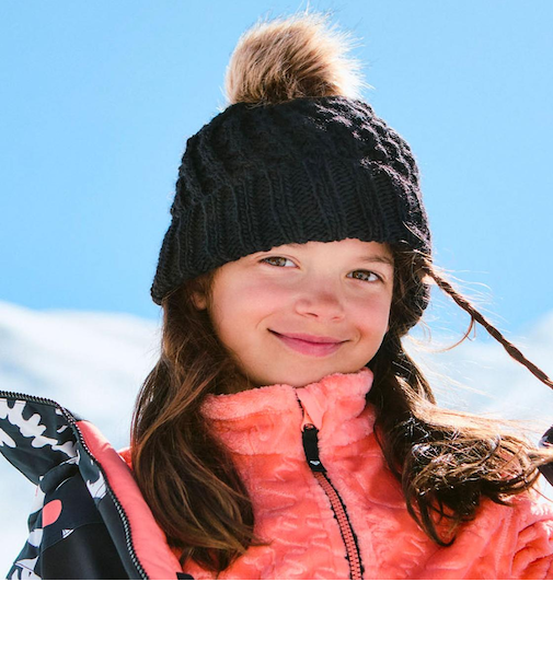ROXY キッズ BLIZZARD GIRL BEANIE ビーニー 保湿 フリースライナー付きポンポン 【25-26SNOWモデル】