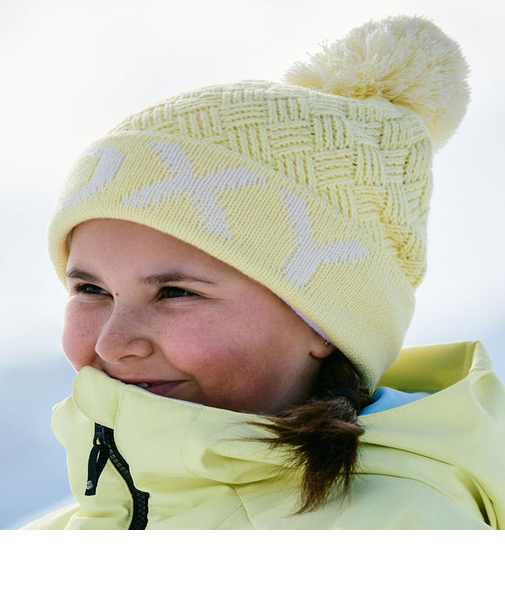 ROXY キッズ EFFIE GIRL BEANIE ビーニー ROXYジャガードロゴ ポンポン 【25-26SNOWモデル】