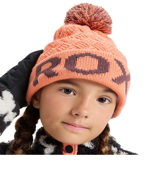ROXY キッズ EFFIE GIRL BEANIE ビーニー ROXYジャガードロゴ ポンポン 【25-26SNOWモデル】