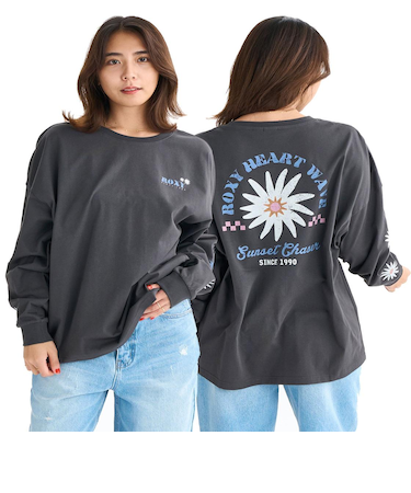 Roxy BELLIS L/S TEE ウィメンズ 長袖Tシャツ バックプリント <2025FW HEART WAVE>
