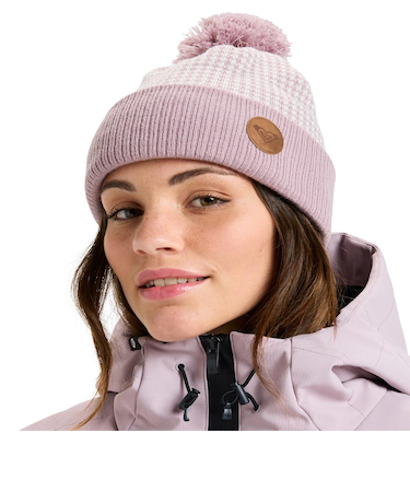 ROXY ウィメンズ ICEVALLEY BEANIE ビーニー 千鳥格子 ポンポン【25-26SNOWモデル】