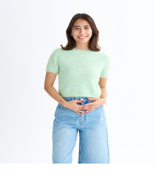 Roxy MAKEUP ウィメンズ 半袖ラメ入りトップス ニット <2025FW WHAT'S IN YOUR HEART?>