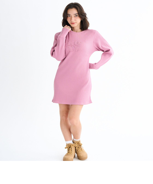 【ROXY ロキシー 公式通販】ロキシー(ROXY)Roxy MY PACE ウィメンズ 長袖リブ素材 ミニ丈ワンピース <2025FW HEART WAVE>