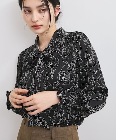 【前後2WAY】割繊ボウタイブラウス【洗える】