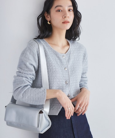 オーガンジーメタルボタンニットカーディガン