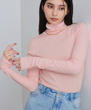 【静電気防止/洗える 】ハイネック裏起毛テレコカットソー