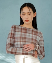 クルーネックインナートップス(レース・チェック・ラメ・シアー)