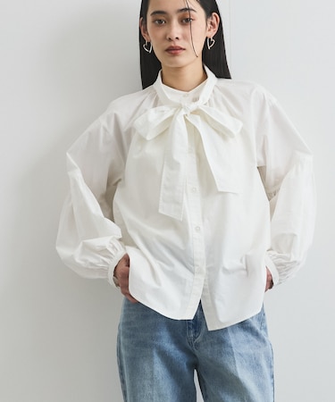 【洗える】アソートボウタイブラウス(デニム＆シャツ)