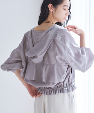 【WEB限定】シアーバックフリルフードブルゾン【洗える】