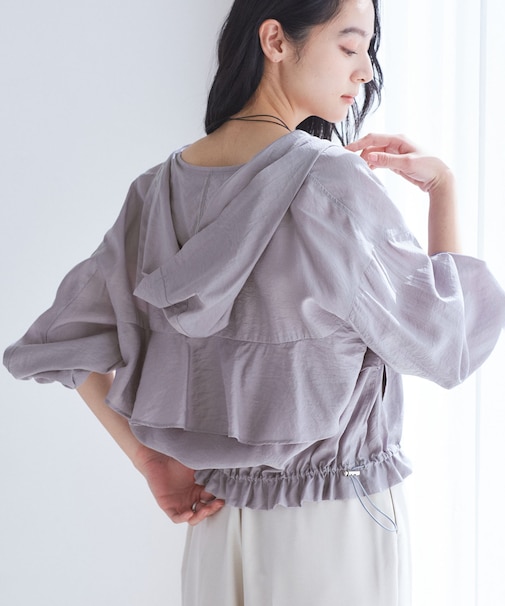 【WEB限定】シアーバックフリルフードブルゾン【洗える】