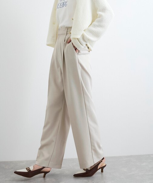 【美easy】コンフォートツイルワンタックワイドスラックスパンツ【洗える/防シワ/UVケア】