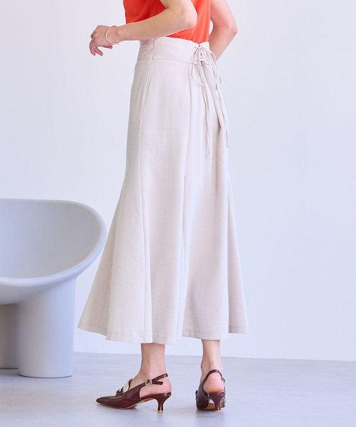【新色追加】【美easy】リネンライクマーメイドスカート【洗える】【セットアップ対応】