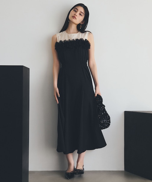 【VIS DRESS】チュールフラワードッキングワンピース