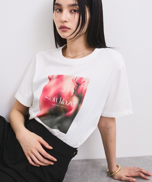 【接触冷感】フラワーフォト＆ロゴTシャツ