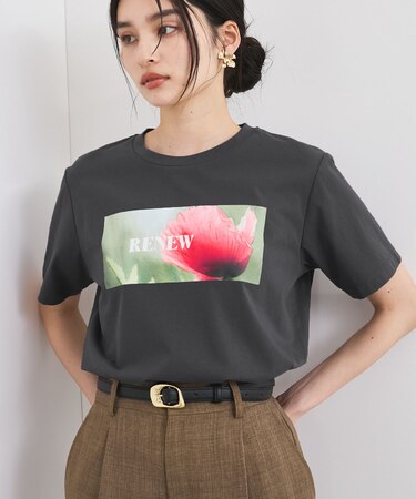 【接触冷感】フラワーフォト＆ロゴTシャツ