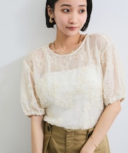 コード刺繍シアープルオーバー