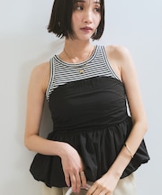 コサージュ付きバルーンナイロンビスチェ