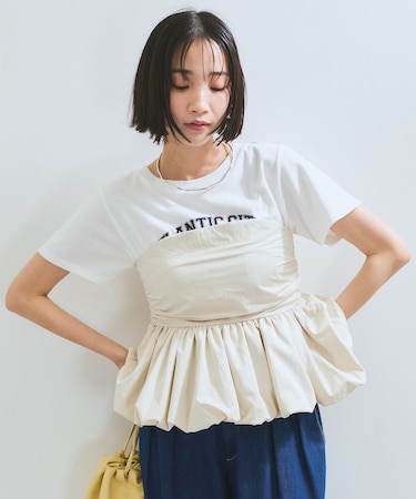 コサージュ付きバルーンナイロンビスチェ
